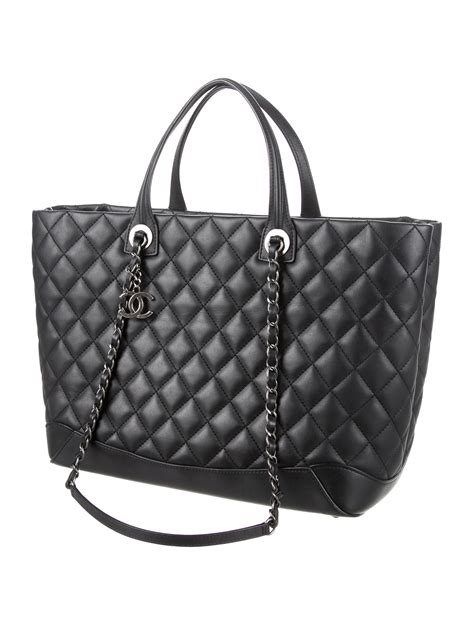 chanel fabric tote bag price|Chanel quilted shopping tote.